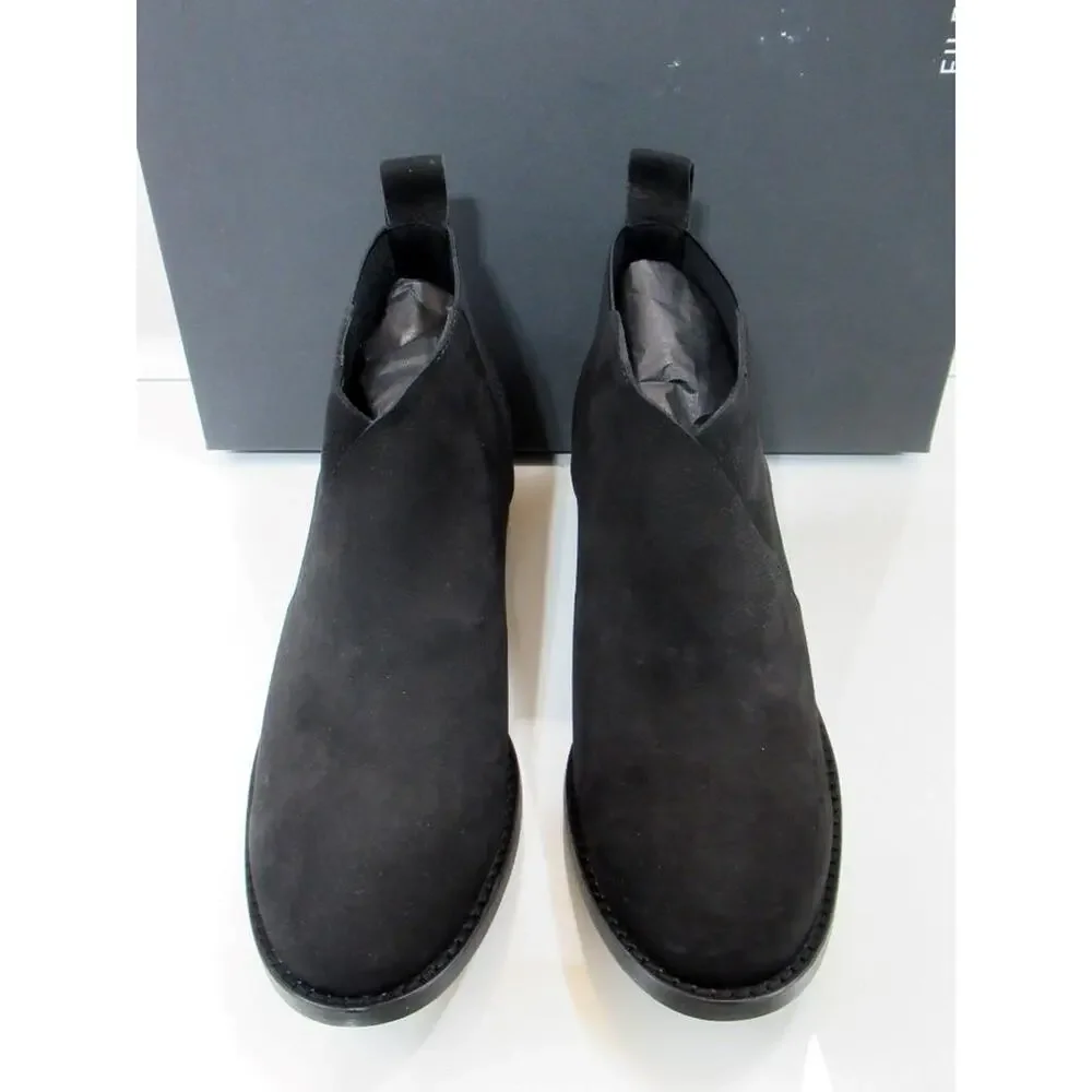 Eileen Fisher Rhlan Booties Ankle Boots Tumbled Nubuck Black Size 7